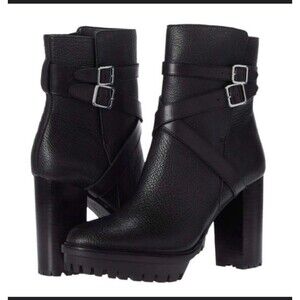 Vince Camuto Elisen Buckle Lug Sole Booties in black  10 Excellent like new